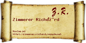 Zimmerer Richárd névjegykártya